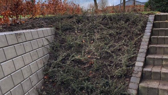 Belægning af indkørsel med støttemur og trappe i Viborg